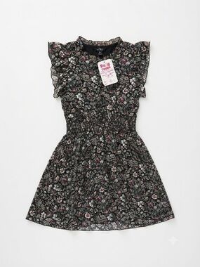 FBZ Ragg Tattoo Floral Ruffle Smocked Mini Dress Girls Size XL Fairy Core⁠ Teen
